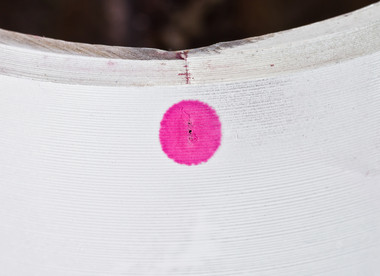 Dye penetrant inspection of a weld surface